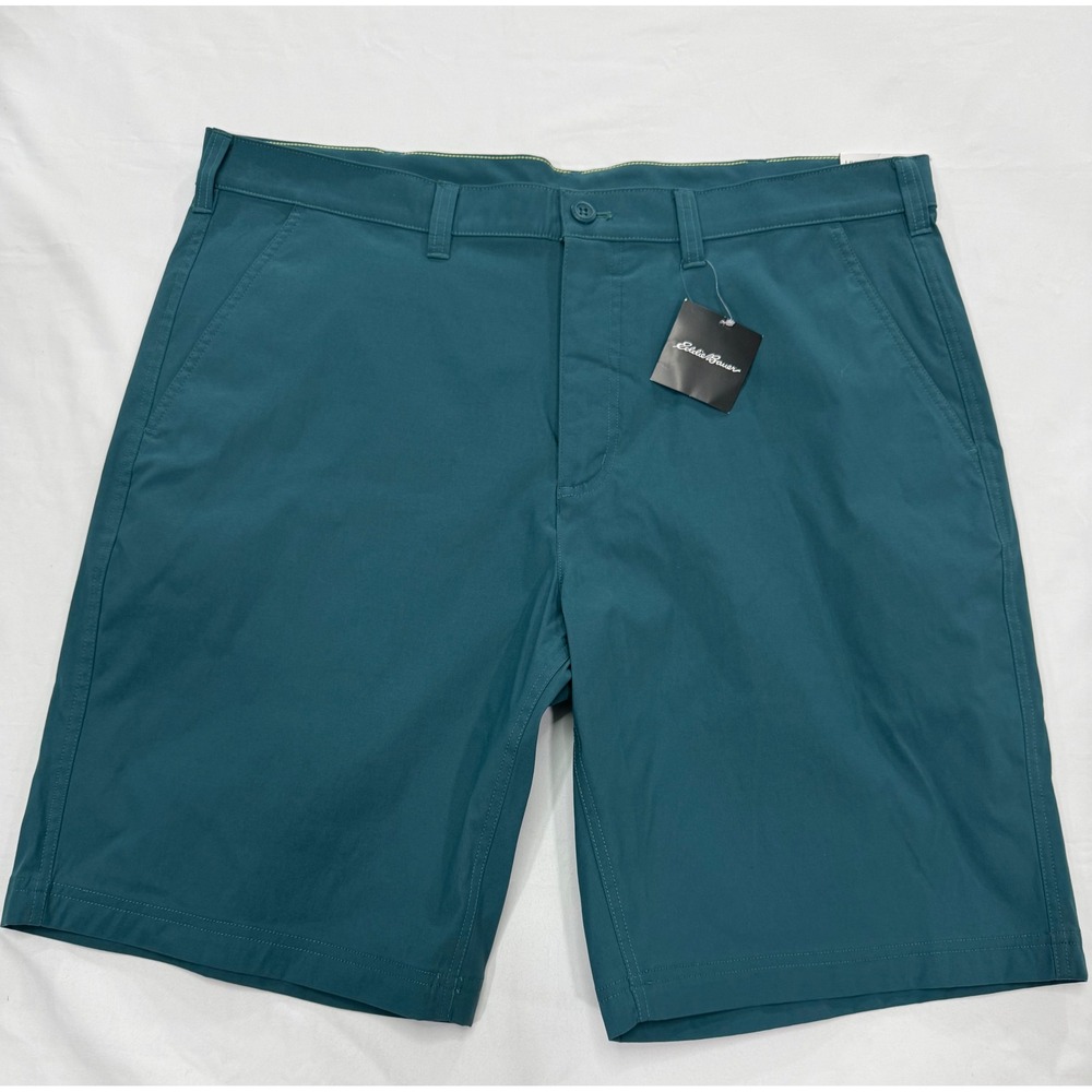 Eddie Bauer Mens Takeoff Chino Shorts 40 Blue Spruce Performance Stretch NWT